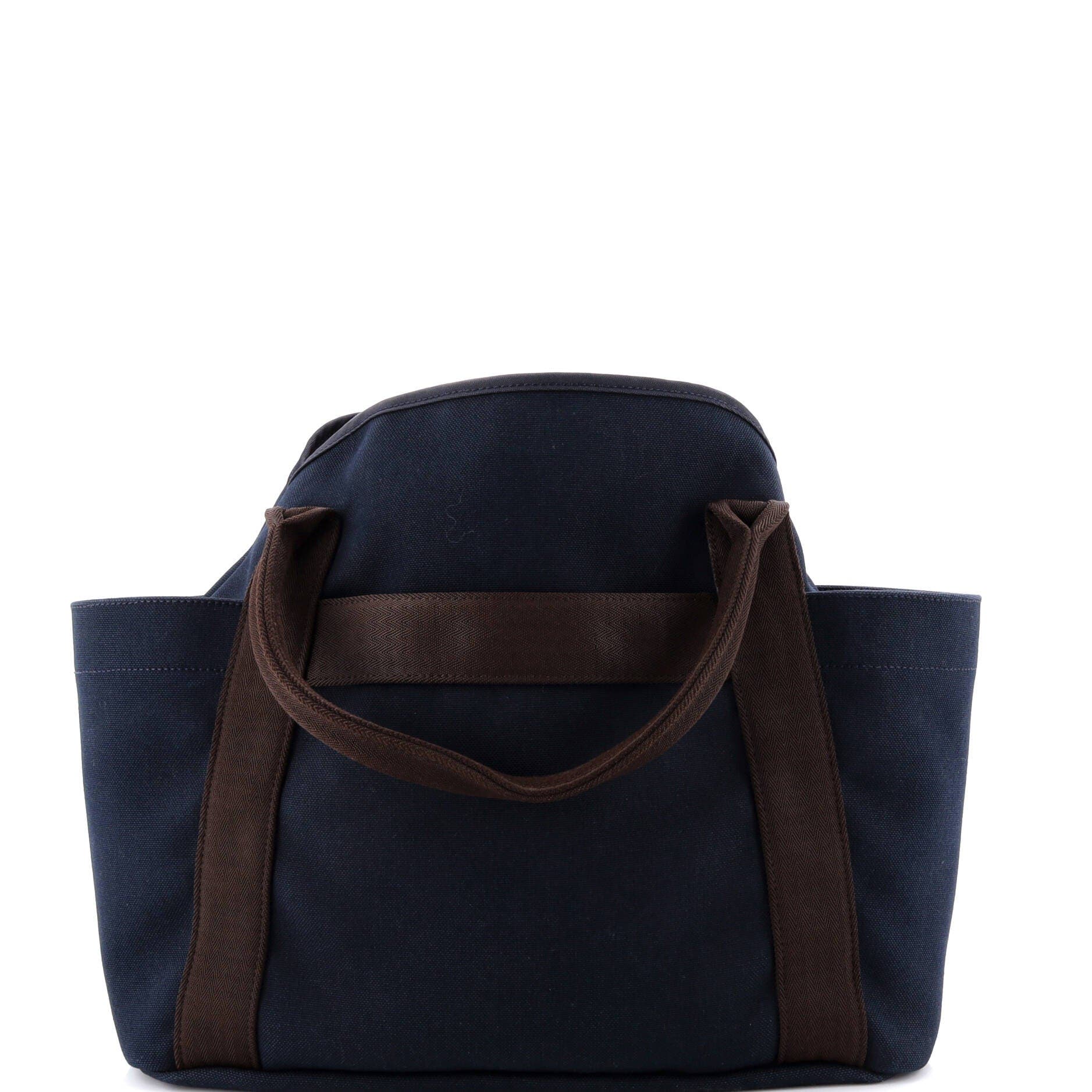 Pre-Owned Hermes Sac De Pansage Groom Handbag Canvas, Alternate, color, Bleu Nuit