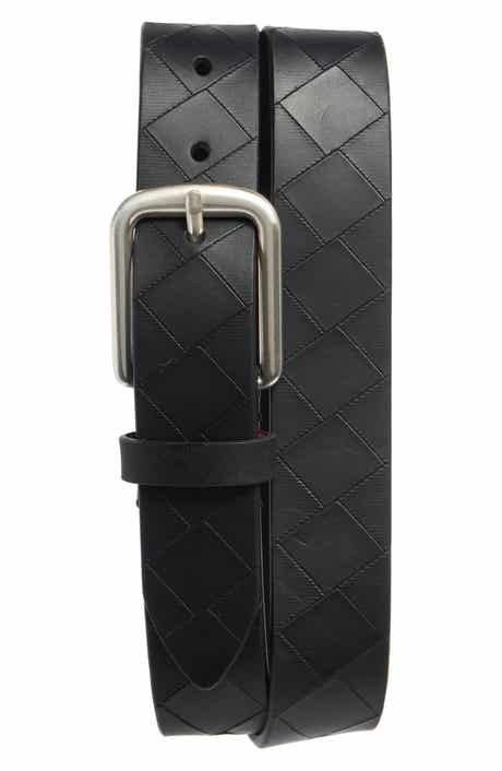 Johnston & Murphy Basketweave Embossed Leather Belt
