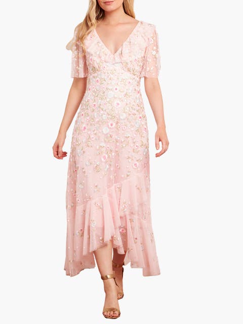 Ethereal Blooms Frill Ankle Gown