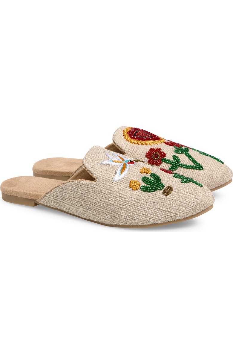 FUCHSIA Jardin Jute Embellished Mule, Main, color, Beige