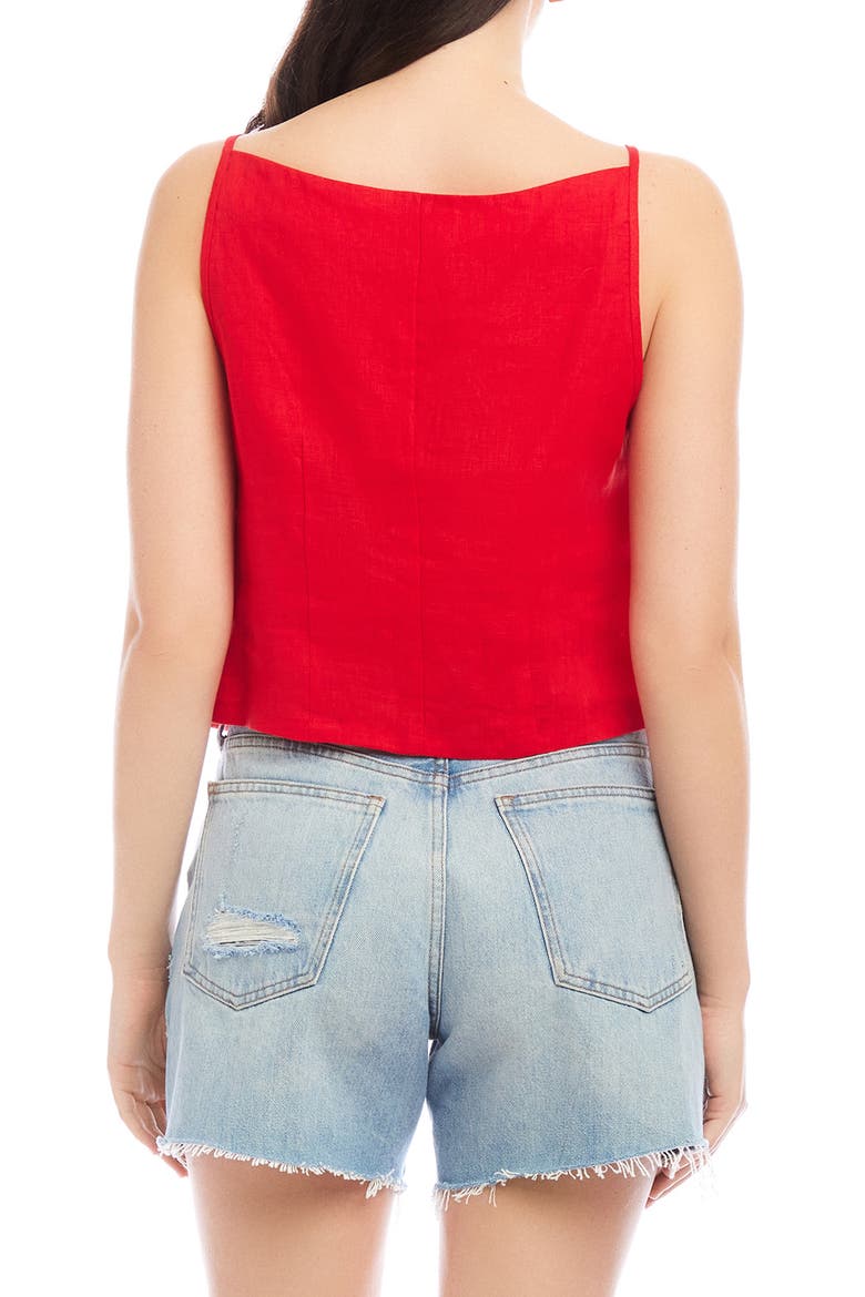 Elis Linen Button-Up Top, Alternate, color, CHERRY