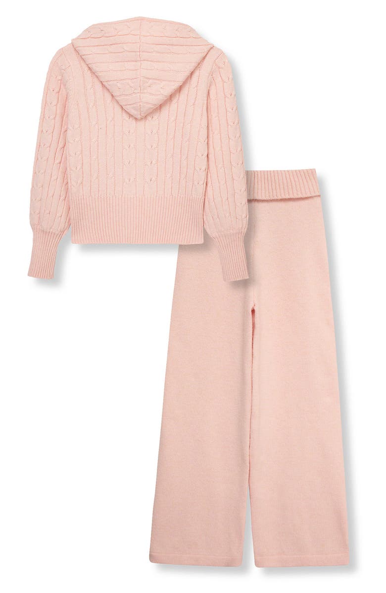Habitual Kids Kids' Cable Knit Zip Hoodie & Flare Pants Set, Alternate, color,