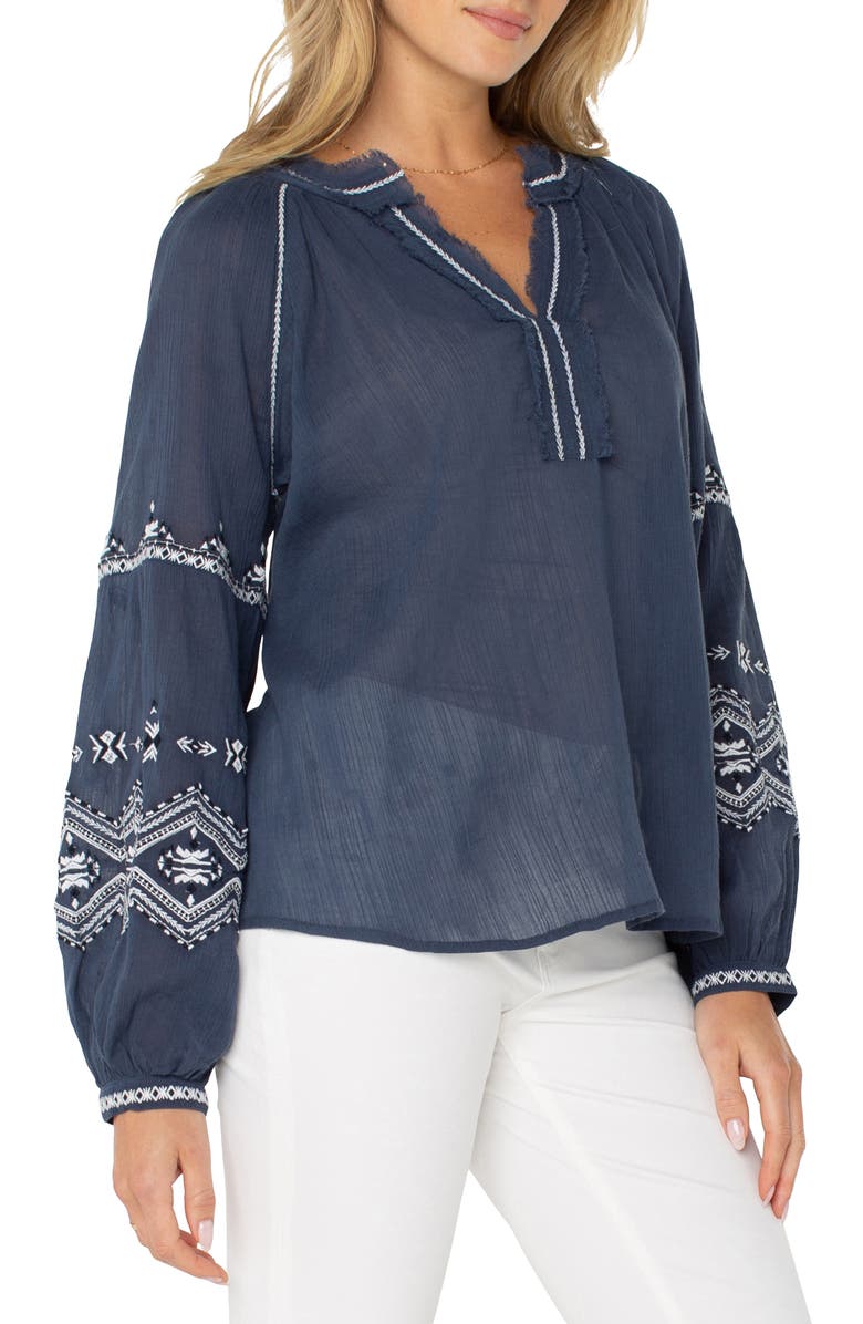 Liverpool Los Angeles Embroidered Peasant Top, Alternate, color, 