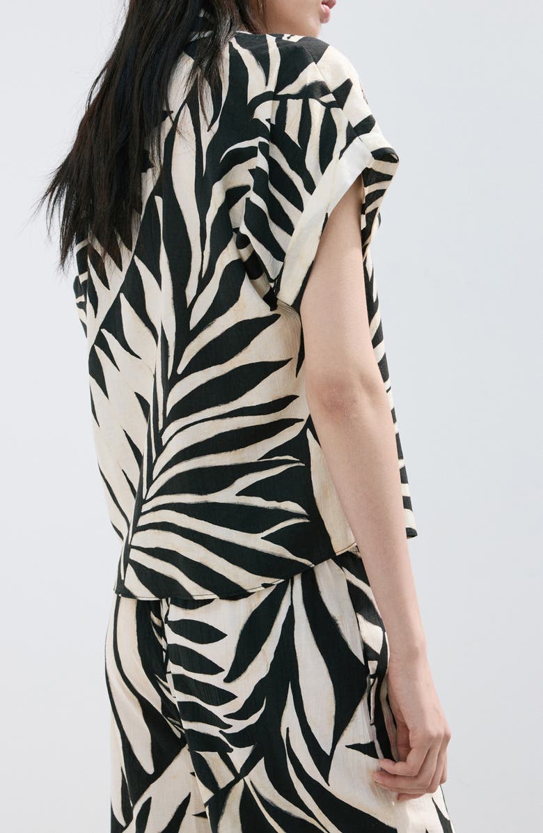 MANGO Print Button-Up Roll Cuff Shirt, Alternate, color, Ecru
