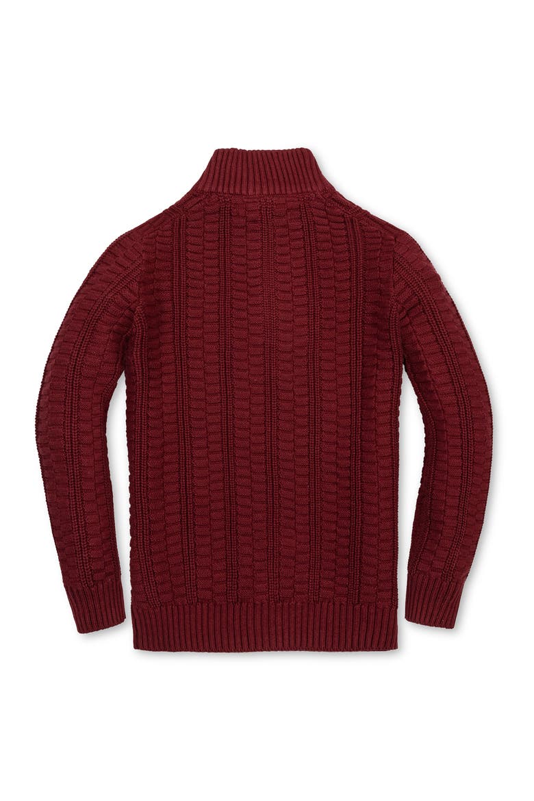 Kids' Organic Half Zip Cable Pullover Sweater, Alternate, color, Oxblood Texture