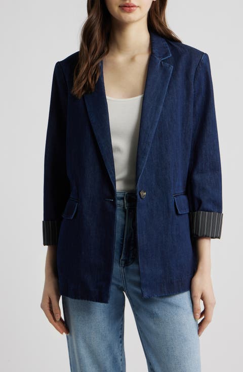 Jennie One-Button Denim Blazer