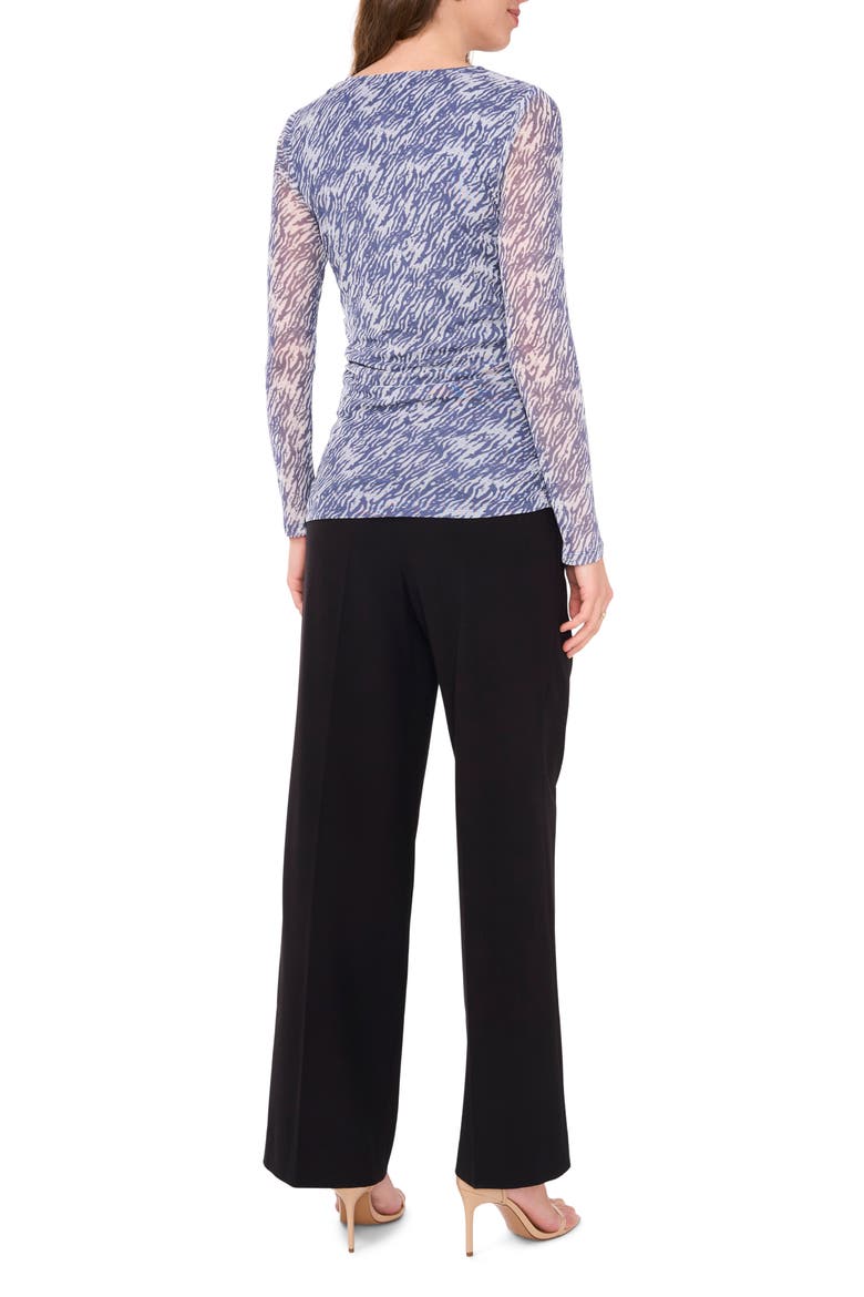 Ruched Mesh Top, Alternate, color, VINTAGE INDIGO BLUE