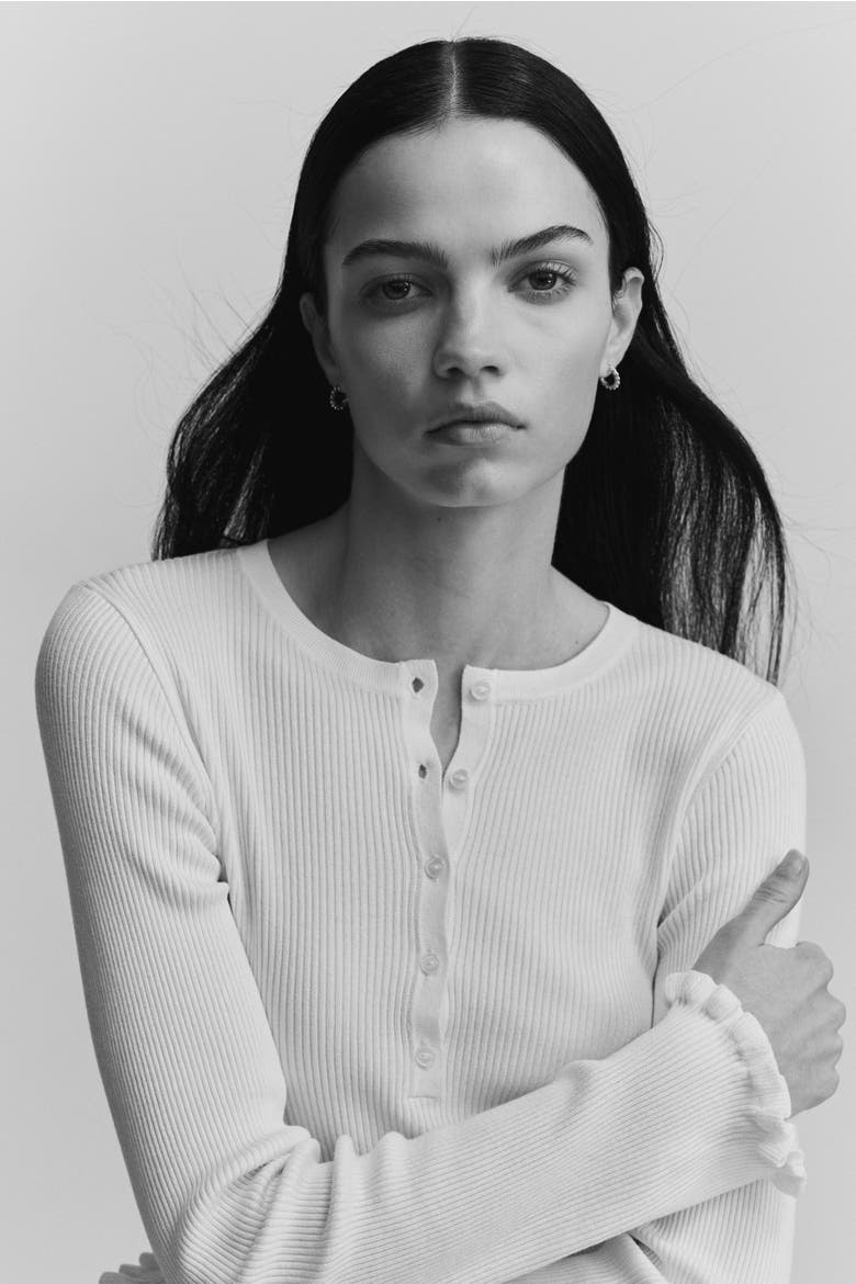 Rib-knit Top, Alternate, color, White