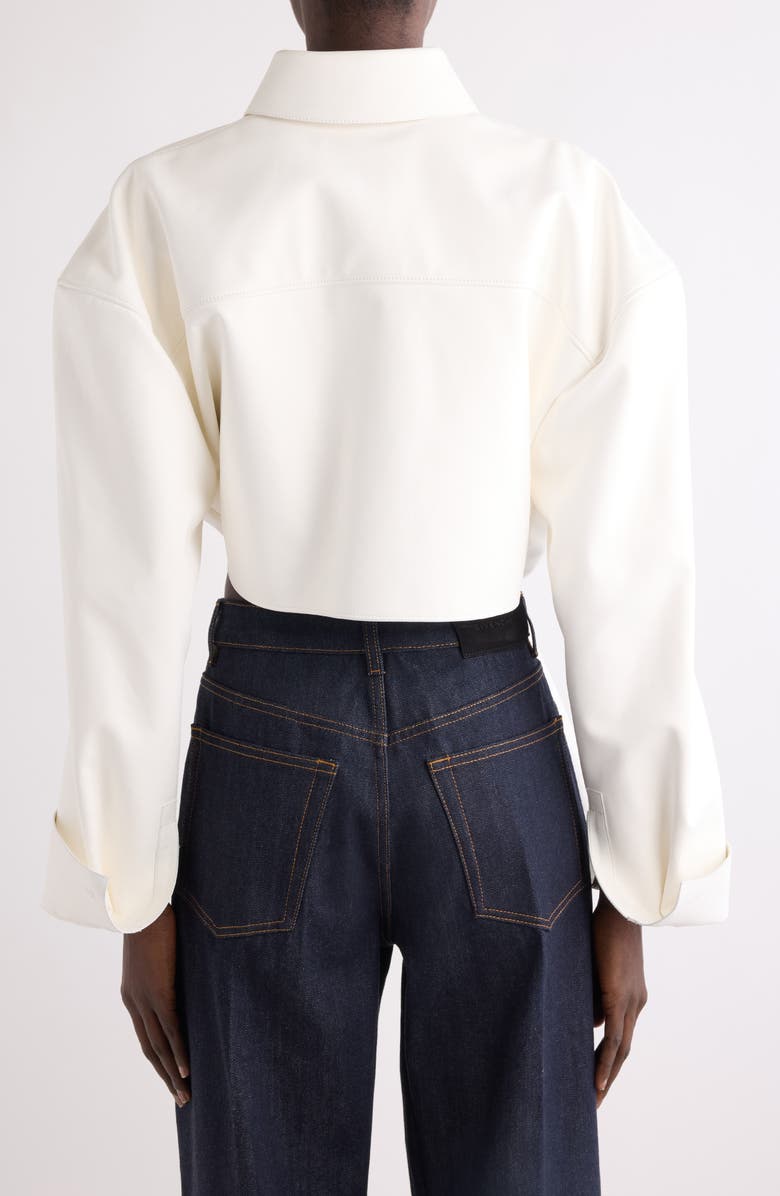 Givenchy Tie Front Leather Button-Up Shirt, Alternate, color, 100-White