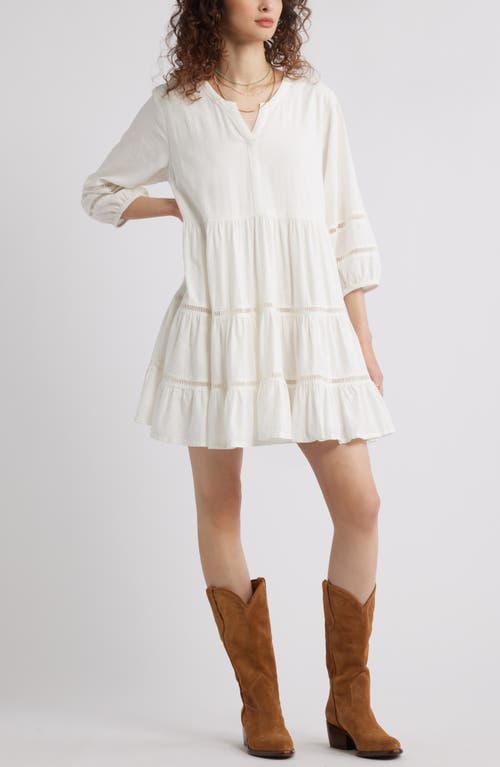 Shop Treasure & Bond Ladder Stitch Accent Linen Blend Tiered Minidress