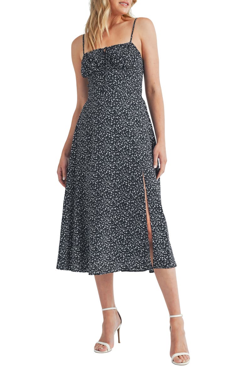 Midi Sundress, Main, color, BLACK WHITE DITSY
