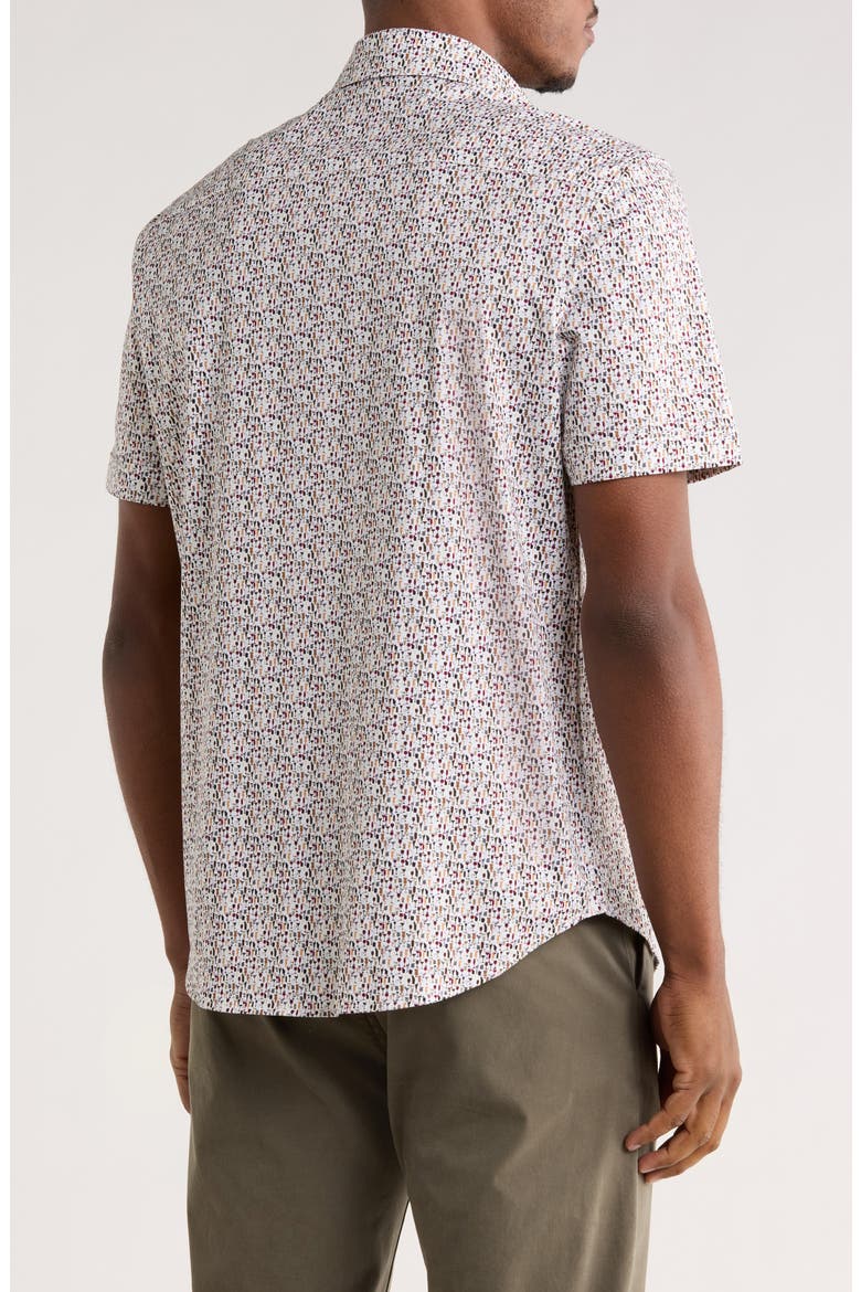 Print Short Sleeve Button-Up Shirt, Alternate, color, CHALK