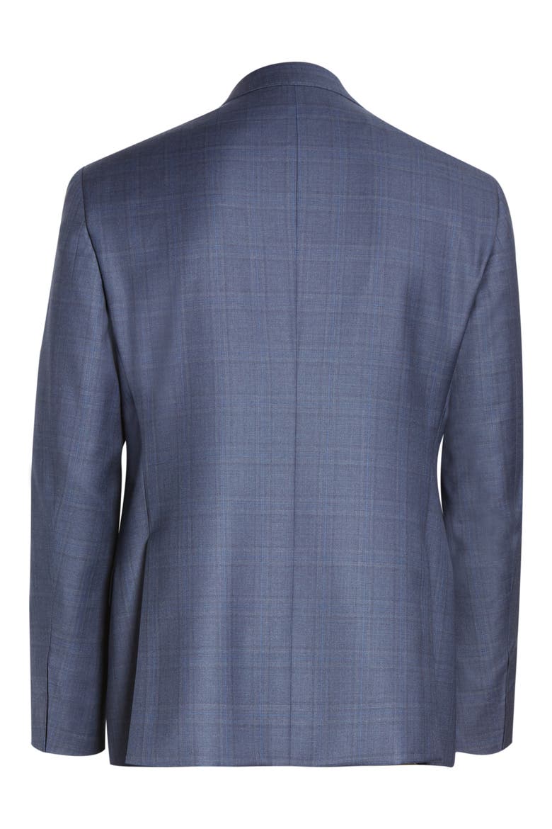 Trim Fit Plaid Wool Suit, Alternate, color, BLUE