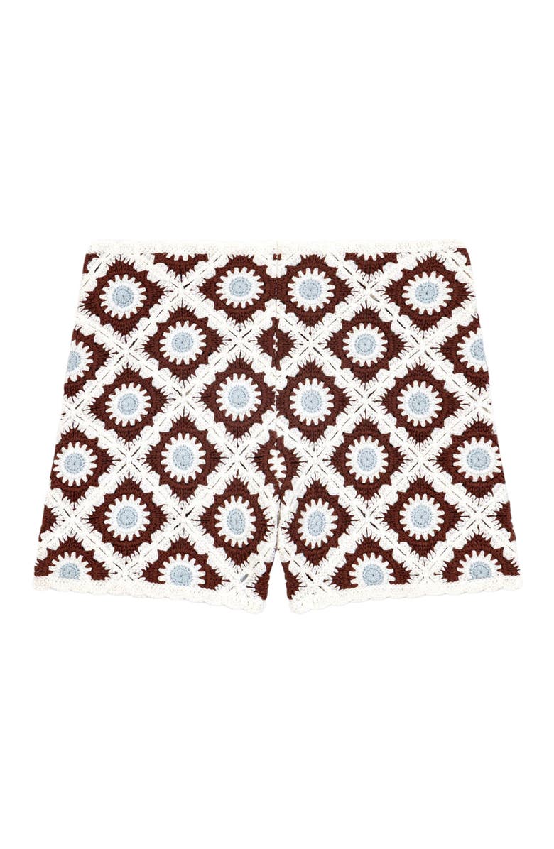 maje Floral-patterned crochet shorts, Alternate, color, Brown/Blue