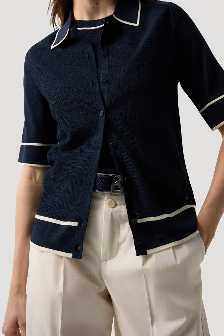 Peaches Silk Knit Jacket, Alternate, color, Navy blue