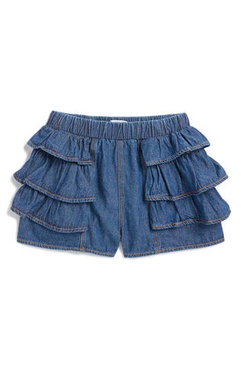 Shop Flapdoodles Kids' Ruffle Denim Skirt In Medium Stone