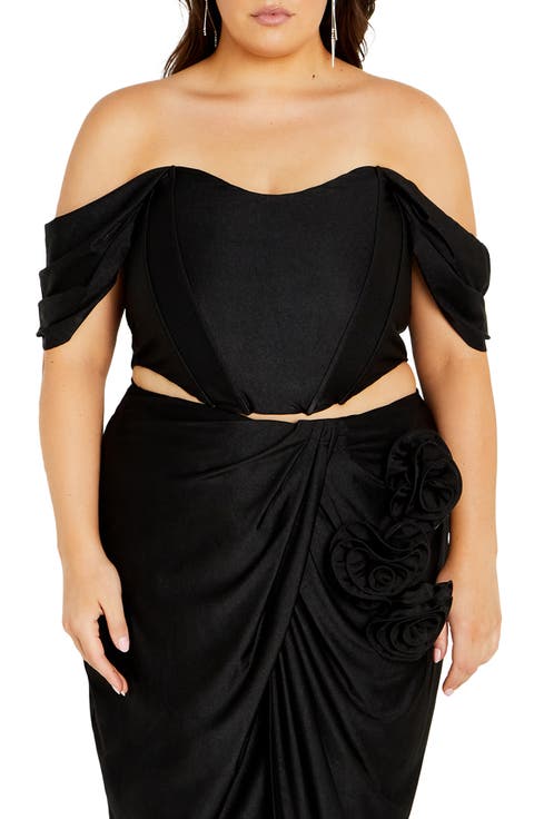 Amaryllis Off the Shoulder Corset Crop Top (Plus)