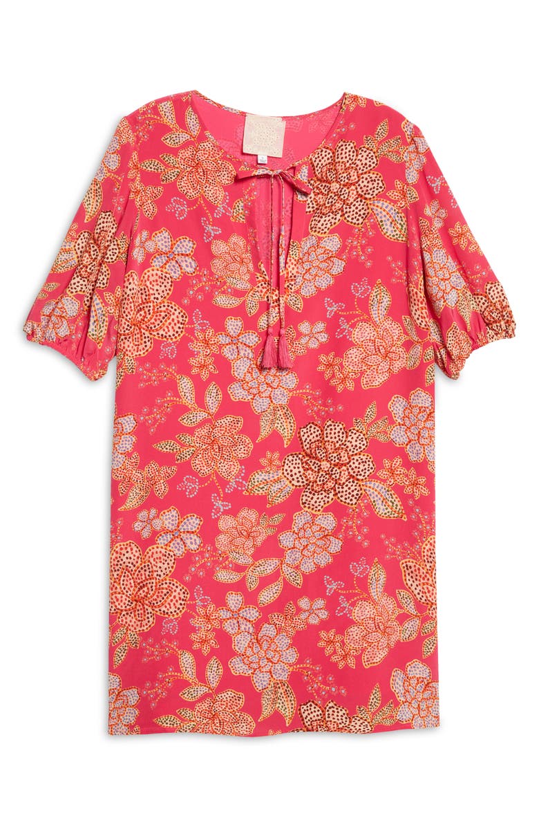 Johnny Was Vesna Floral Puff Sleeve Silk Dress, Alternate, color, 