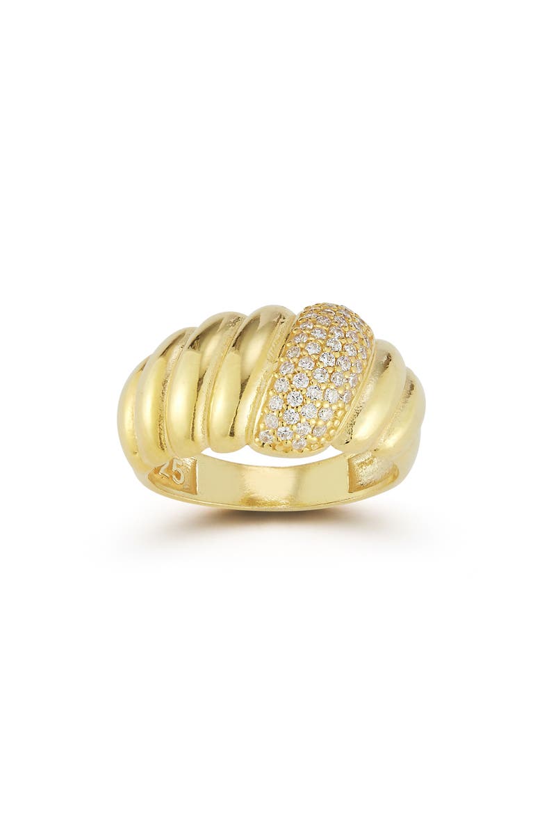 Pavé Cubic Zirconia Croissant Ring, Main, color, GOLD