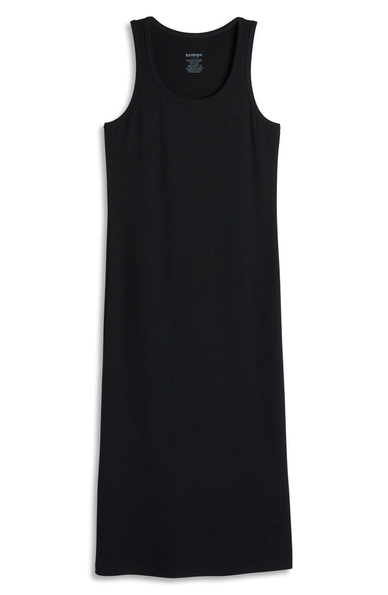 TomboyX Rib Sleeveless Midi Dress, Alternate, color, Black