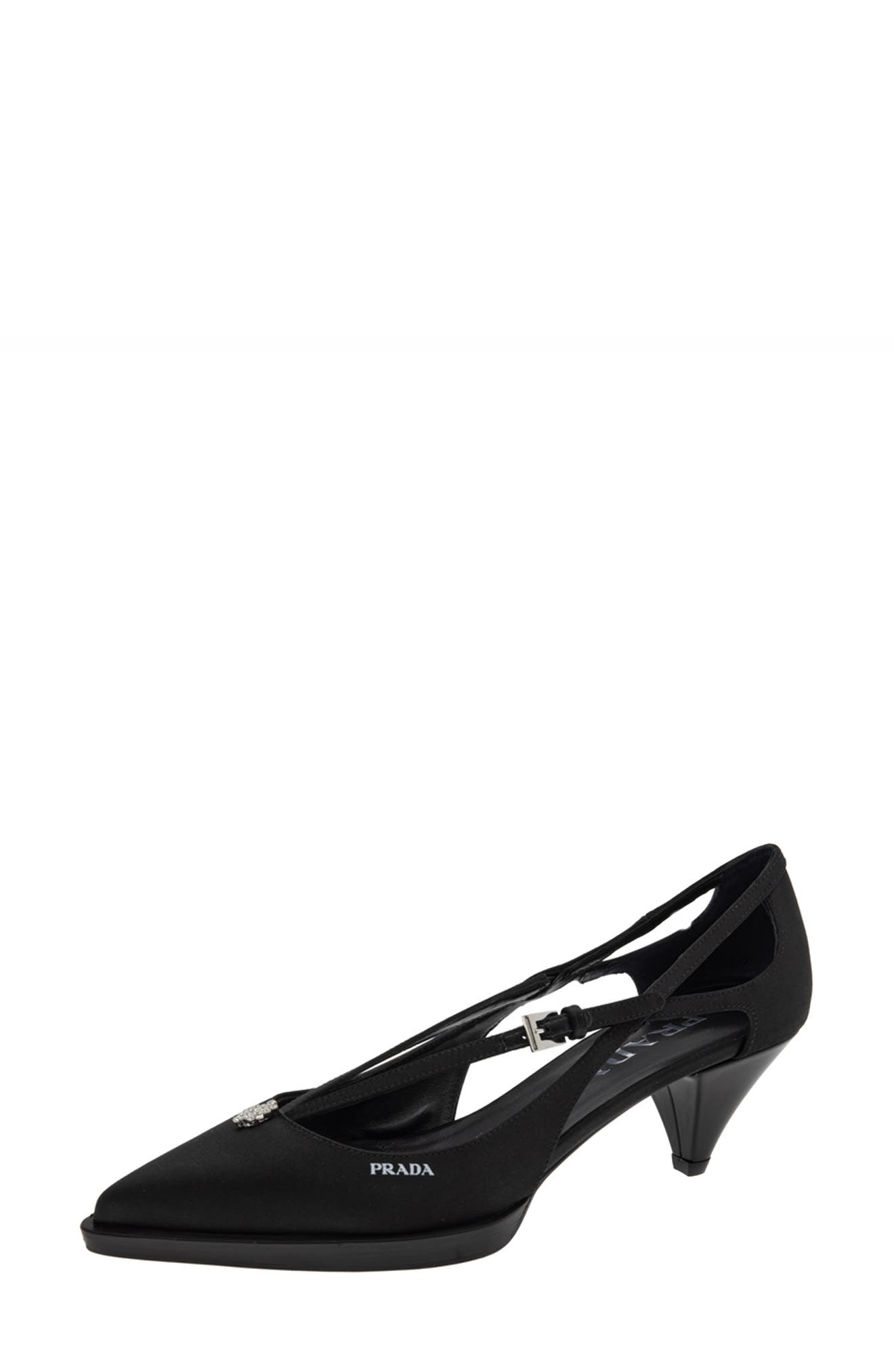 Prada Runway Crystal Detail Pointed Toe Pump, Main, color, 