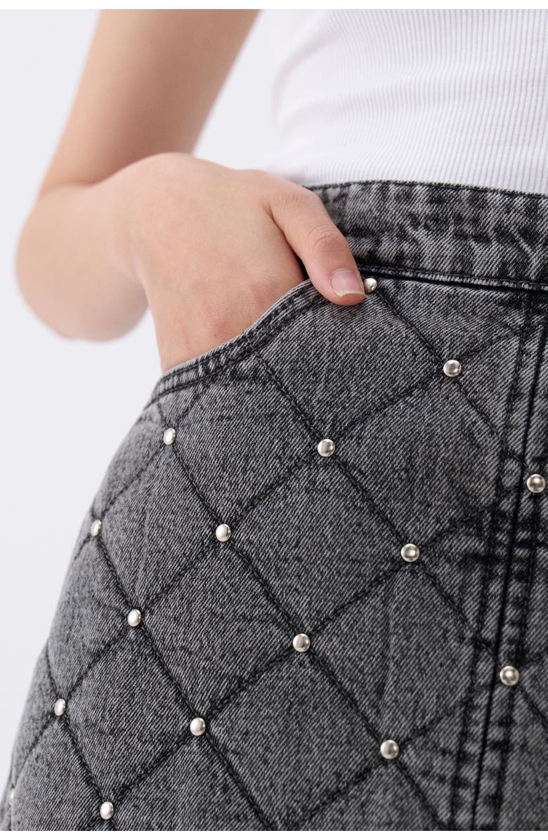 Nocturne Quilted Jean Skirt, Alternate, color, 