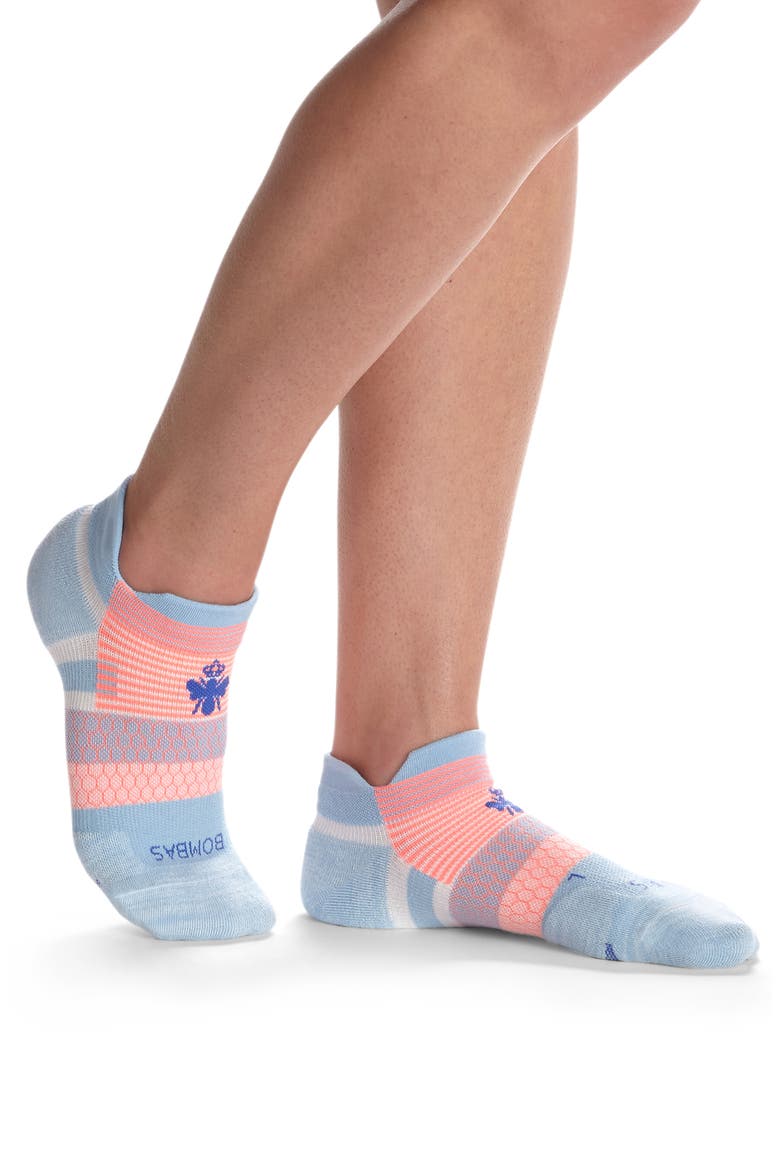 Layered Multistripe Running Ankle Socks, Alternate, color, POWDER BLUE