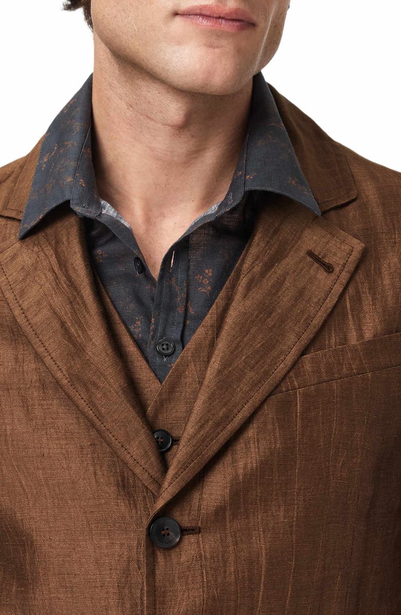 John Varvatos Rind Linen Blend Jacket, Alternate, color, Clay Brown