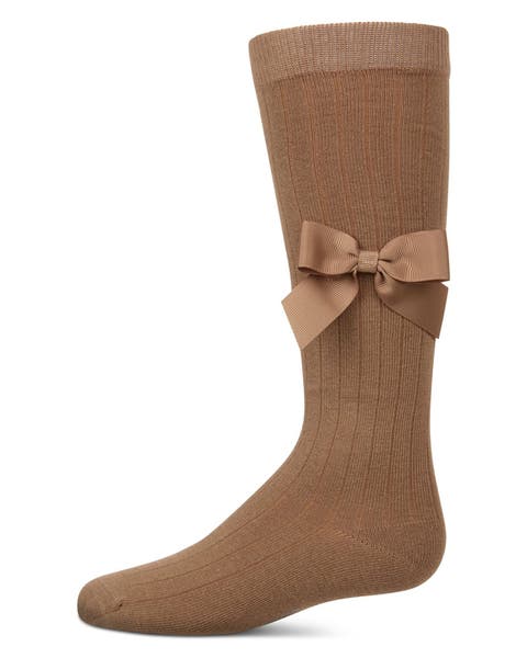 Ribbed Stretch Bow Trim Knee Sock (Toddler, Little Kid & Big Kid)