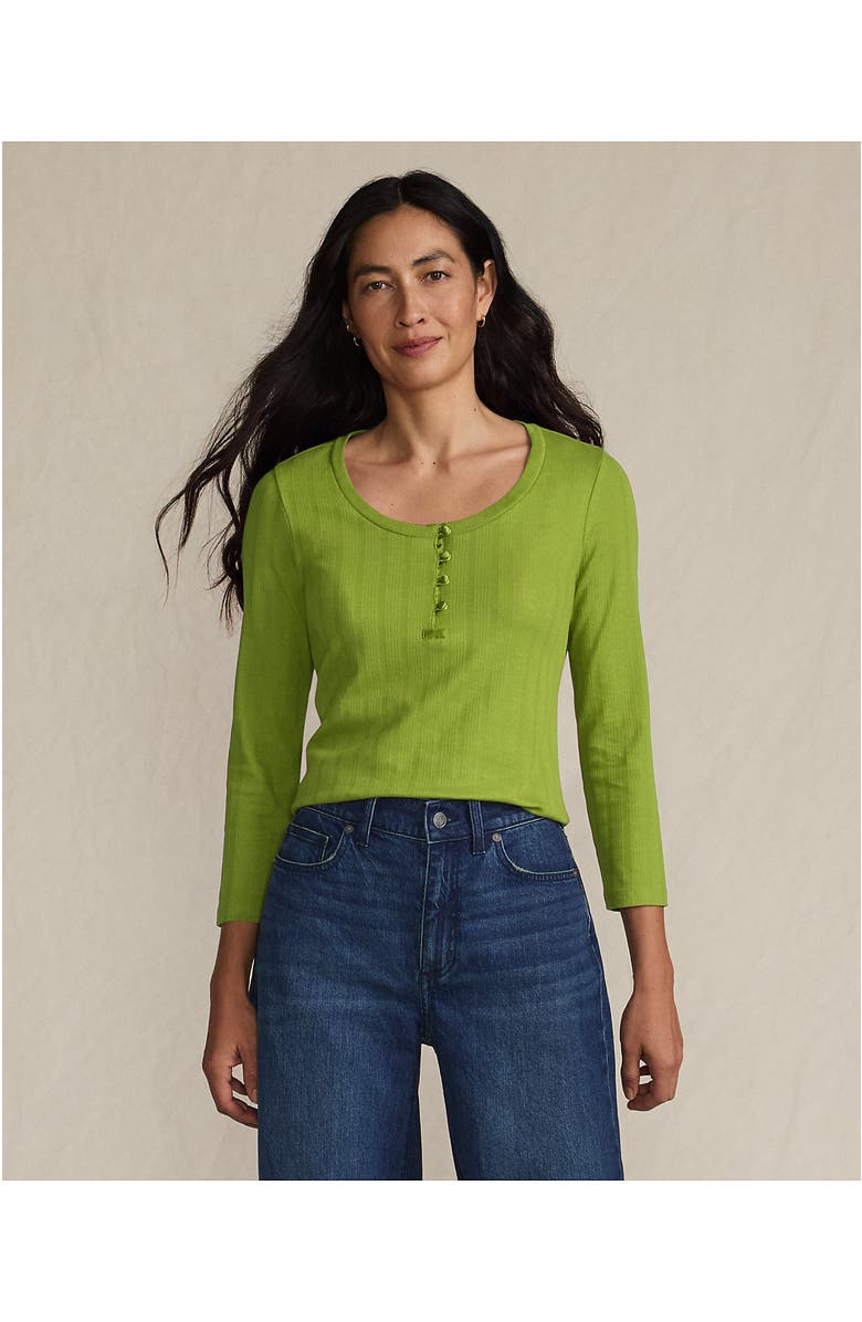 Lands
 End 3/4 Sleeve Variegated Micro Rib Henley, Alternate, color, Winter Pear