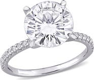 DELMAR 14K White Gold Created Moissanite Engagement Ring