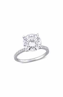 DELMAR 14K White Gold Created Moissanite Engagement Ring