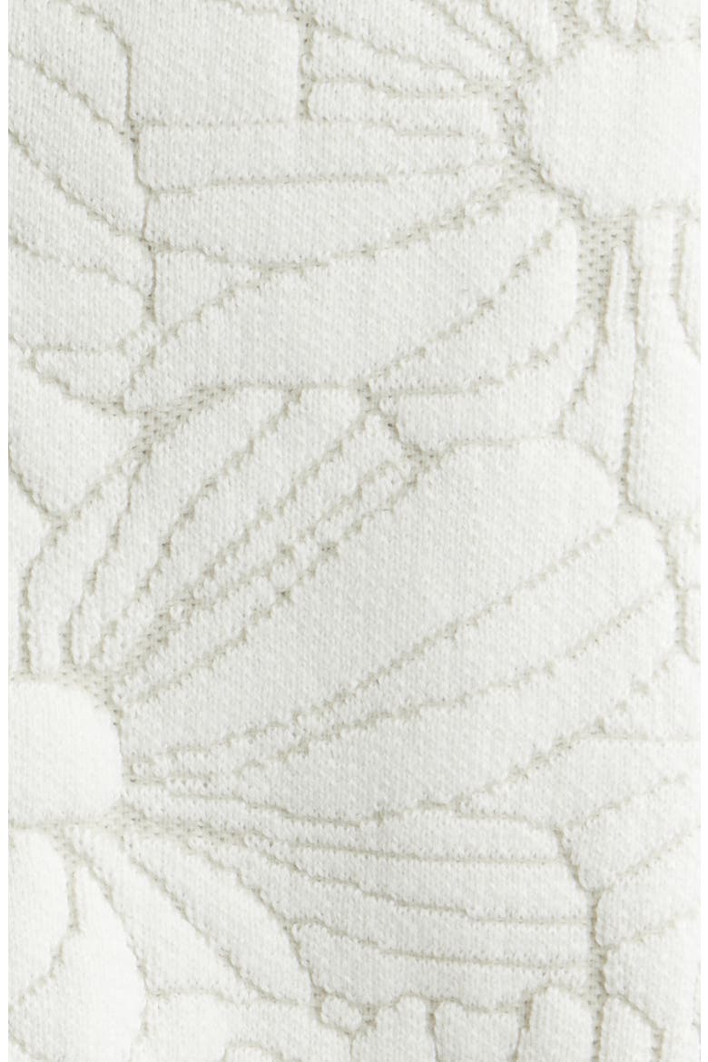 Tellaro Short Sleeve Floral Jacquard Cotton Blend Cardigan, Alternate, color, ECRU / NATURAL