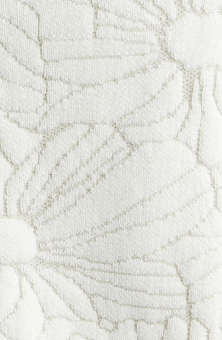 Wax London Tellaro Short Sleeve Floral Jacquard Cotton Blend Cardigan, Alternate, color, Ecru / Natural