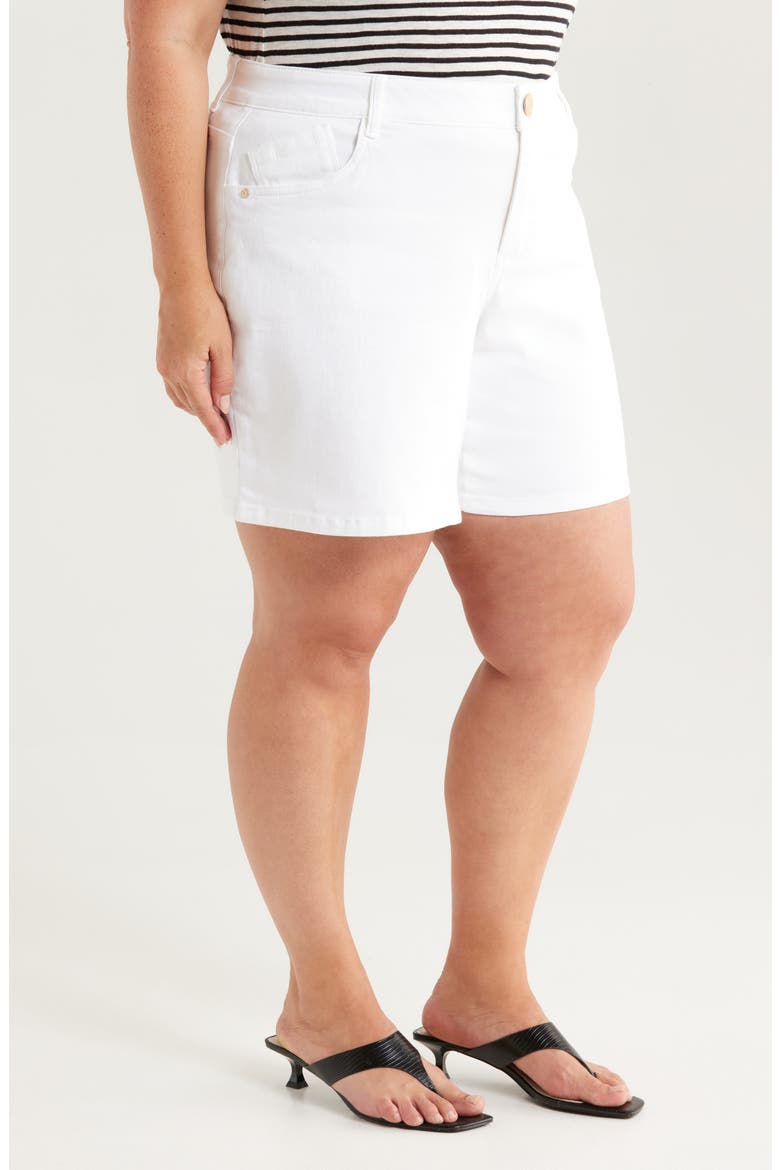 High Waist Mid Thigh Relaxed Denim Shorts, Alternate, color, OPTIC WHITE