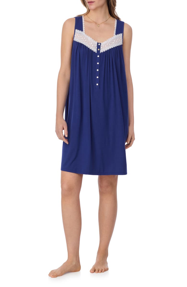 Eileen West Sleeveless Jersey Chemise Nightgown, Main, color, Navy