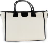 Persaman New York Leather Trim Canvas Tote Bag