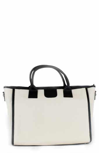 Persaman New York Leather Trim Canvas Tote Bag