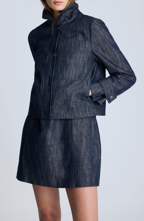 Kenneth Cole Cotton & Linen Moto Jacket In Dark Navy Multi