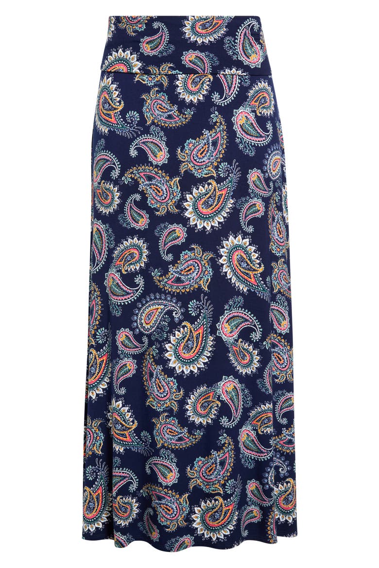 Roll Top Maxi Skirt, Alternate, color, NAVY
