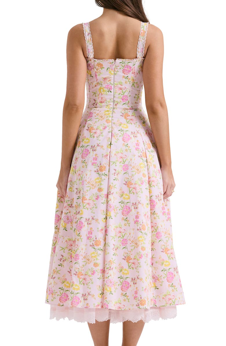 HOUSE OF CB Rosalee Floral Stretch Cotton Petticoat Dress, Alternate, color, Pink Floral Print
