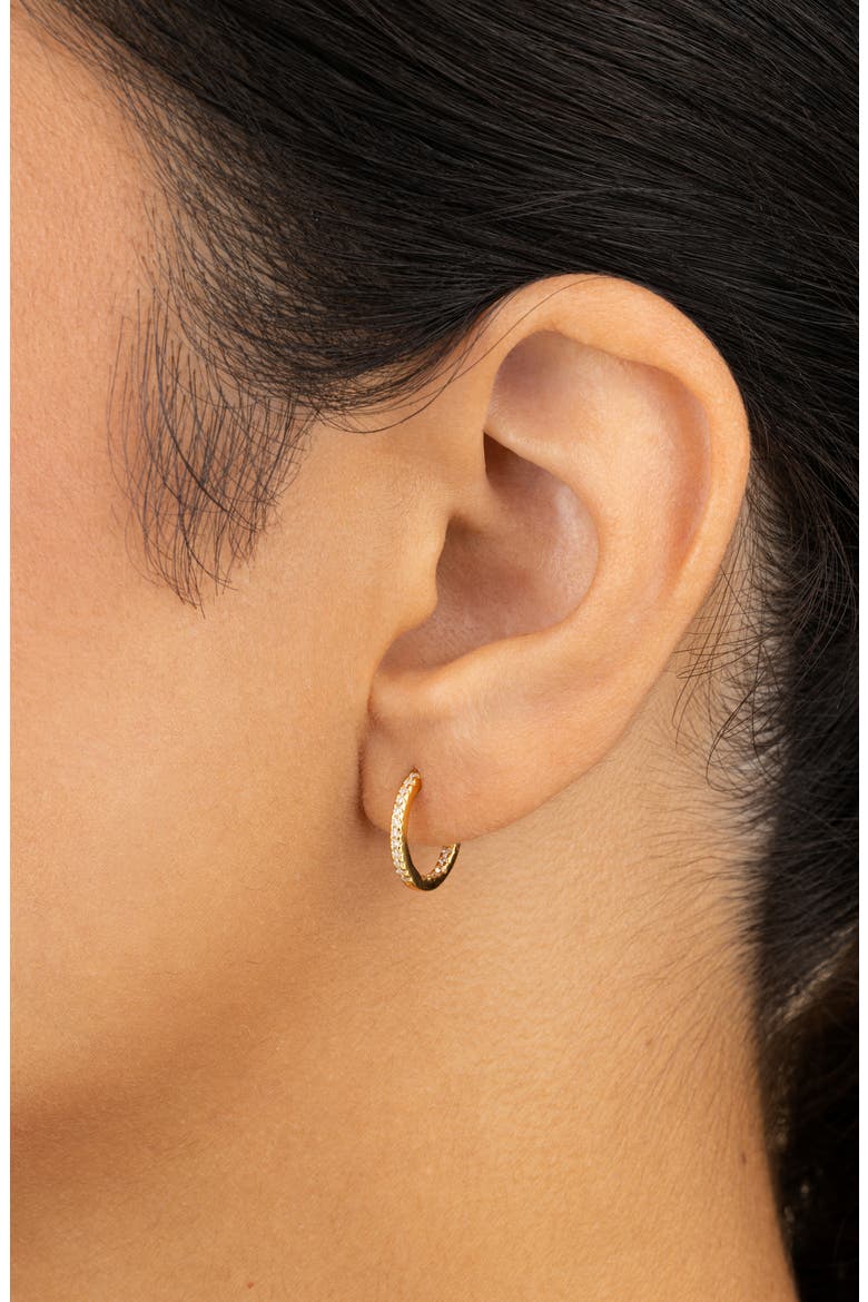Lilia Cubic Zirconia Infinity Huggie Hoop Earrings, Alternate, color, GOLD