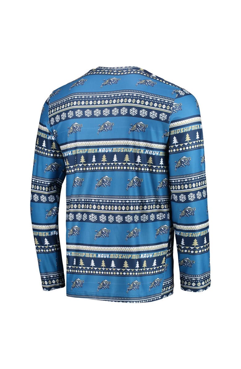 CONCEPTS SPORT Men's Concepts Sport Navy Navy Midshipmen Ugly Sweater Long Sleeve T-Shirt & Pants Sleep Set, Alternate, color, Blue