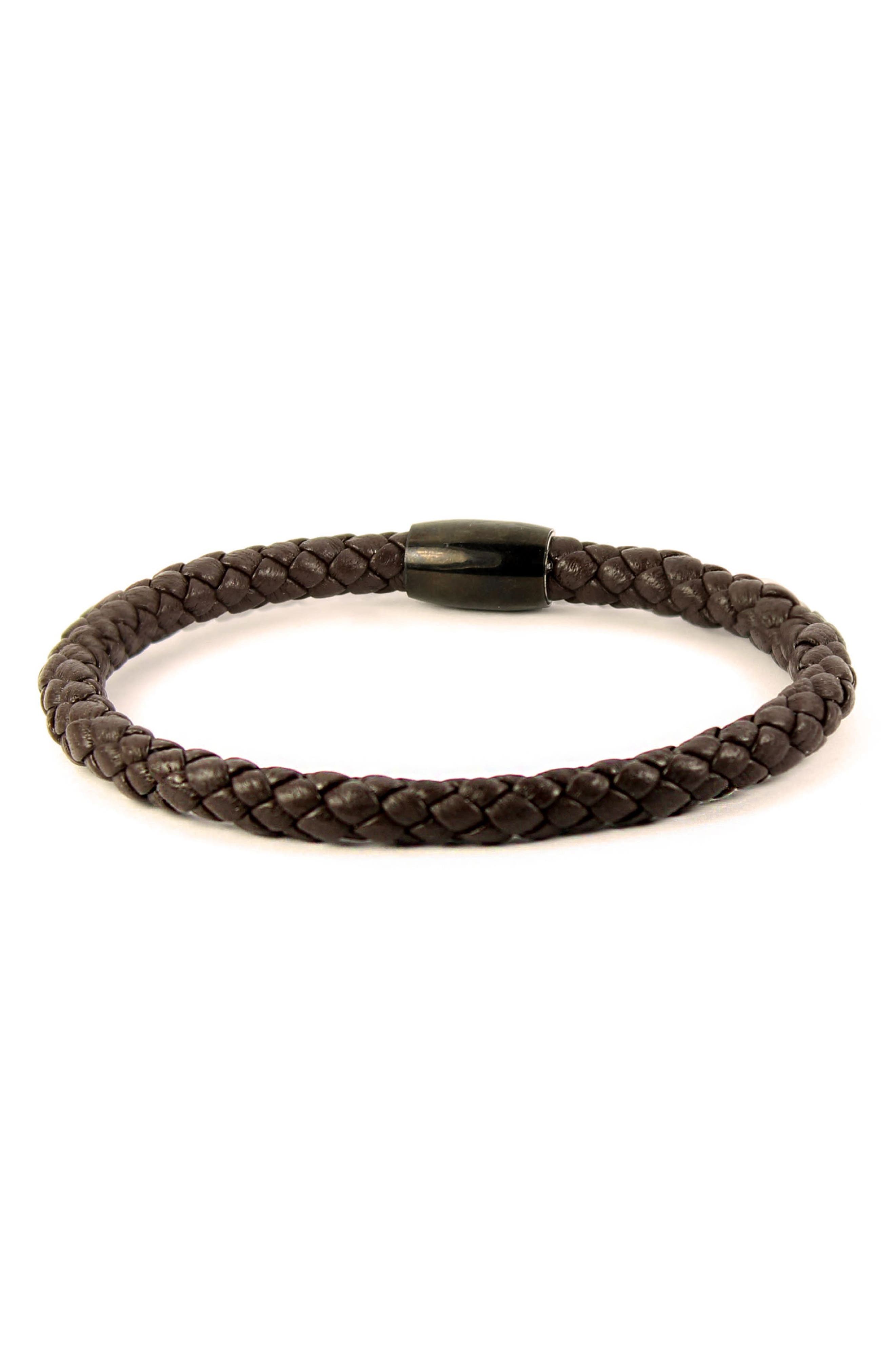 Liza Schwartz Mens' Braided Leather Bracelet