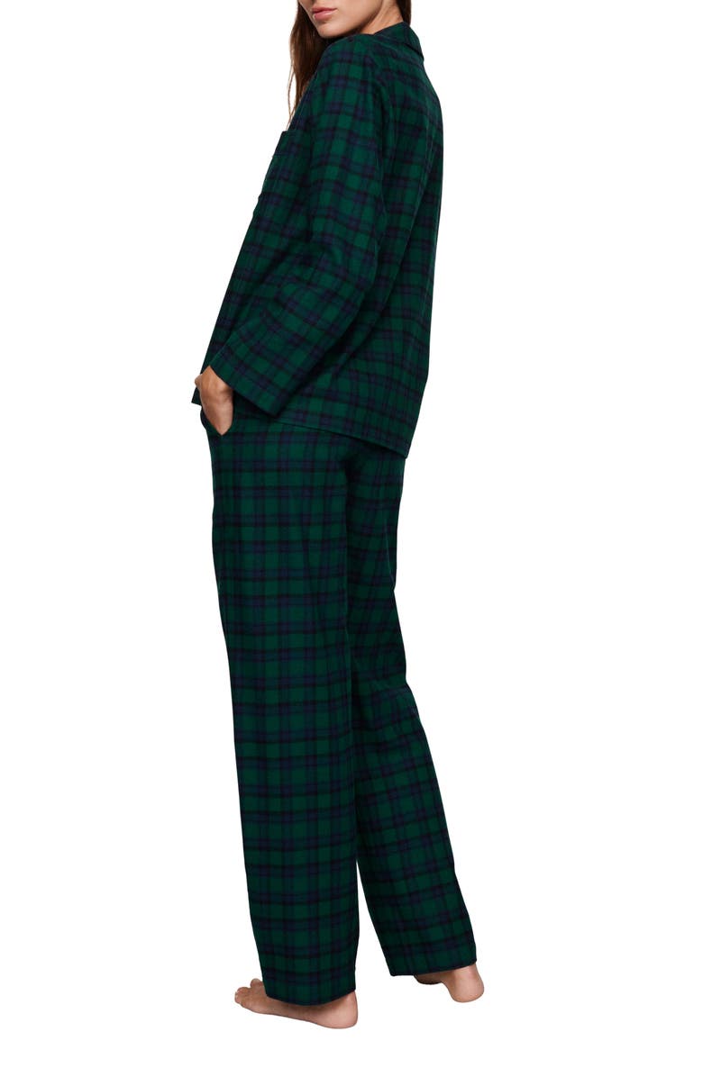 Eberjey Plaid Cotton Flannel Pajamas, Alternate, color, Blk Watch Tartan Rai