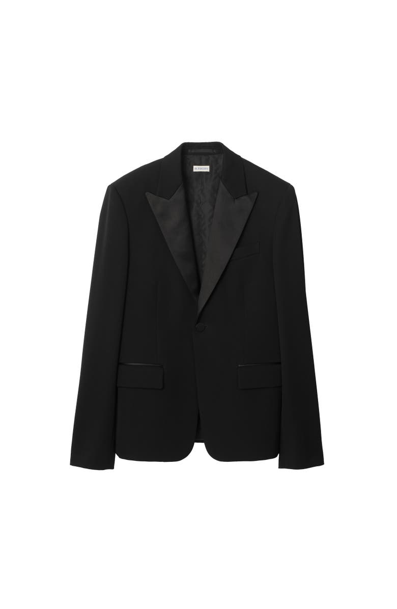 Burberry Grain de Poudre Wool Tuxedo Jacket, Alternate, color, Black