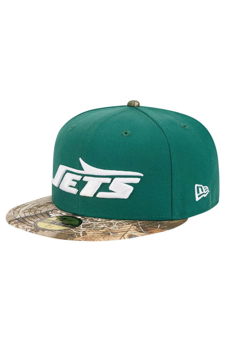 New Era Men's New Era Green New York Jets Active Two-Tone Camo 59FIFTY Fitted Hat, Alternate, color, Green