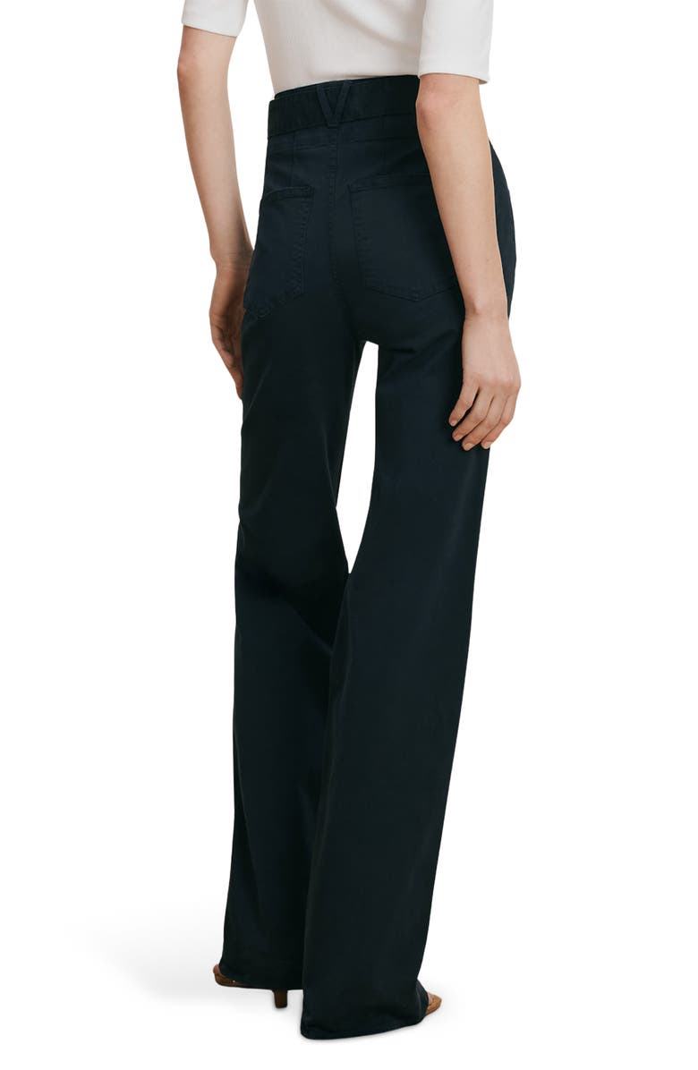 Veronica Beard Rosanna Corset High Waist Wide Leg Jeans, Alternate, color, Navy