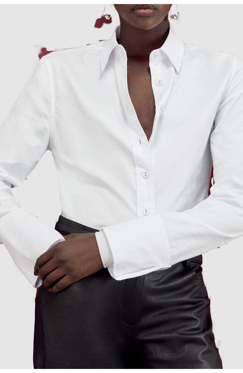 Karen Millen Cotton Woven Buttoned Shirt, Alternate, color, White