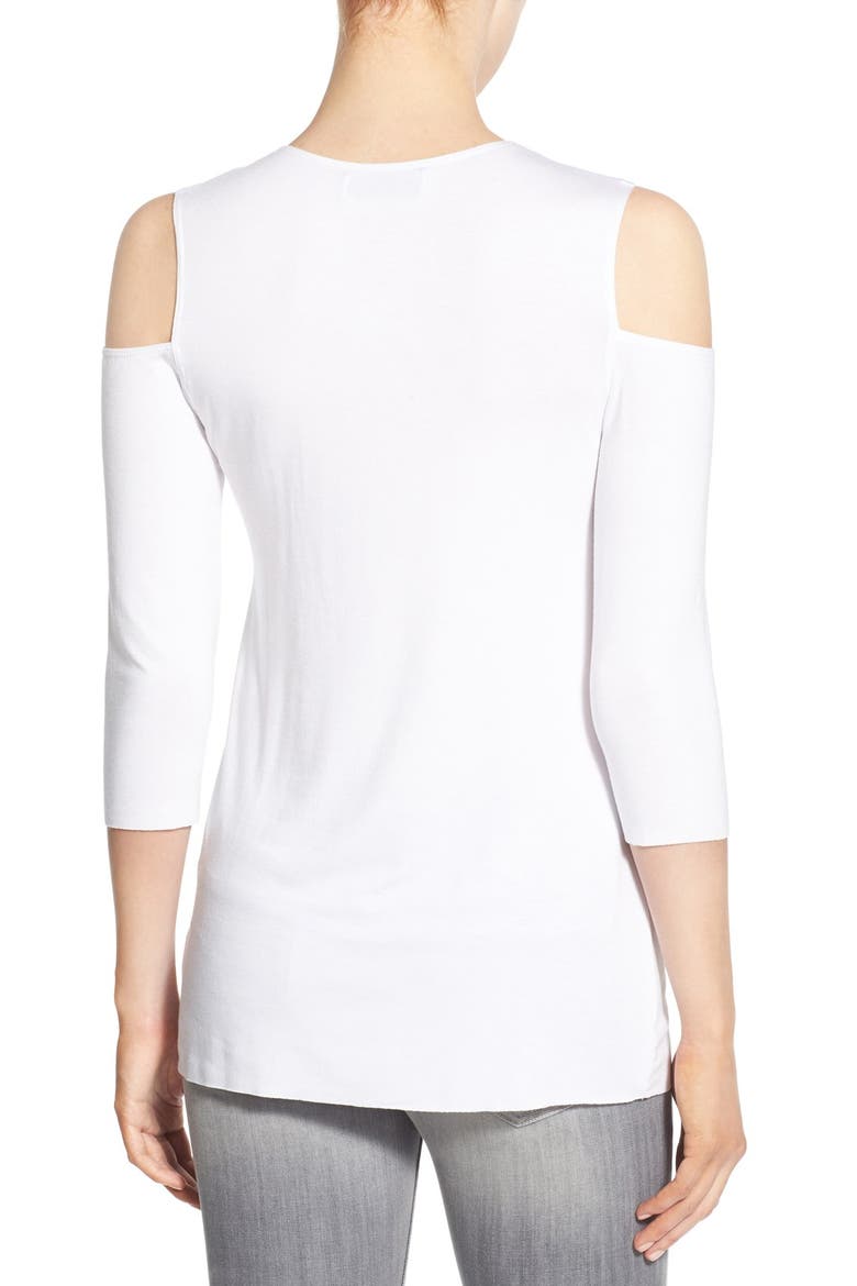 'Deneuve' Cold Shoulder Top, Alternate, color, WHITE